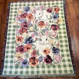 Vintage Garden Gathering Tapestry Throw Chenille